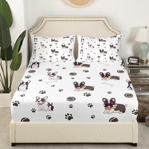 Castle Fairy Frenchie Dog Kids Sheet Twin Set with Pillowcase