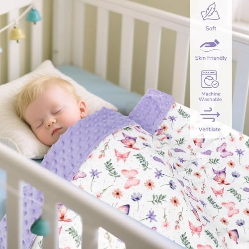 Pea Pod 30 x 40 Baby Blanket Soft Purple Minky