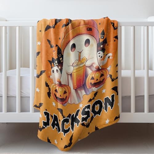Custom Halloween Blanket with Name - Personalized Baby Throw