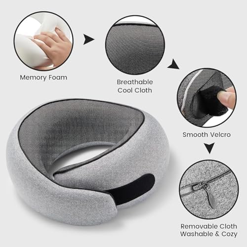 SZXYX Memory Foam Travel Pillow with Chin Wrap