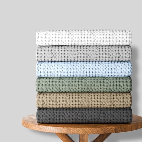 SUPREME ELEGANCE FullQueen Light Gray Cotton Throw Blanket
