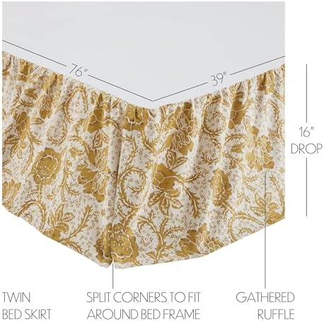 VHC Brands Dorset Farmhouse Bed Skirt Floral Twin 39x76x16