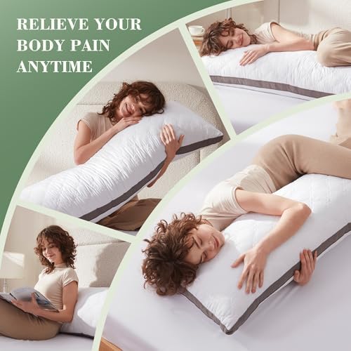 Decroom Memory Foam Body Pillow 20x54 Inch Ultra-Soft Diamond Quilted White