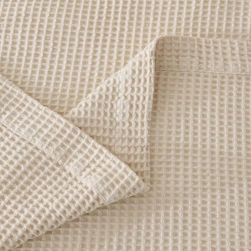 Great Bay Home 100 Cotton Waffle Weave Summer Blanket - 90x90in Oatmeal