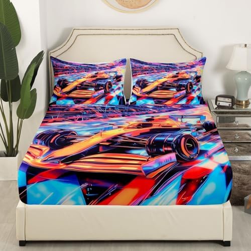 Castle Fairy Race Car Fitted Sheet Set for Kids