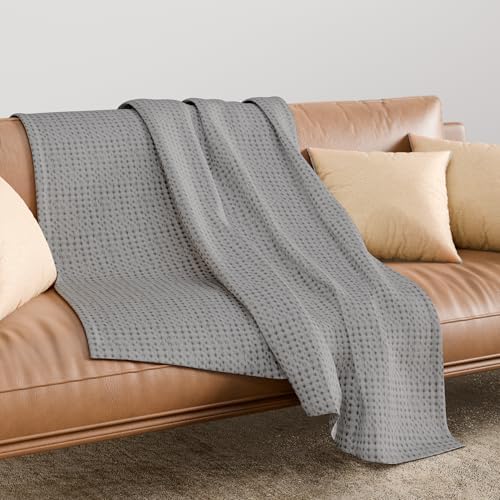 SUPREME ELEGANCE FullQueen Light Gray Cotton Throw Blanket