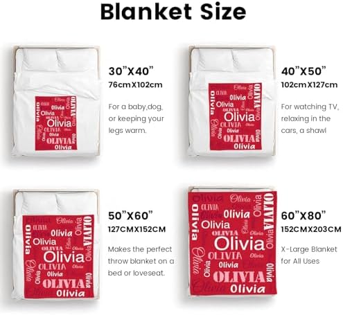 Custom Name Blanket with Personalized Design for Kids and Adults Red