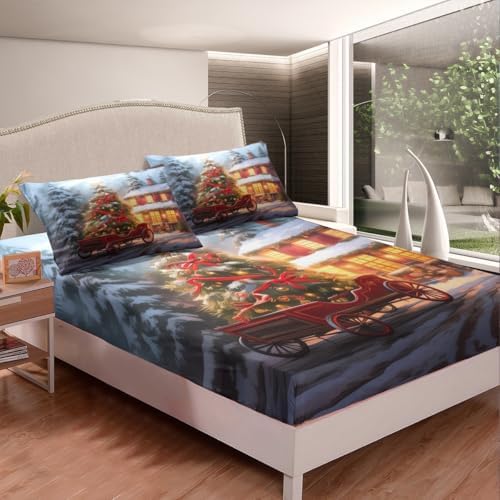Castle Fairy Christmas Fitted Sheet Set with Pillowcase