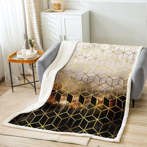 Feelyou Gold Honeycomb Plush Throw Blanket 30x40