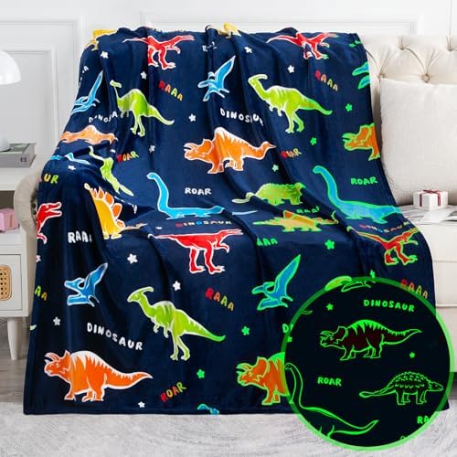 Jekeno Dinosaur Glow in the Dark Throw Blanket