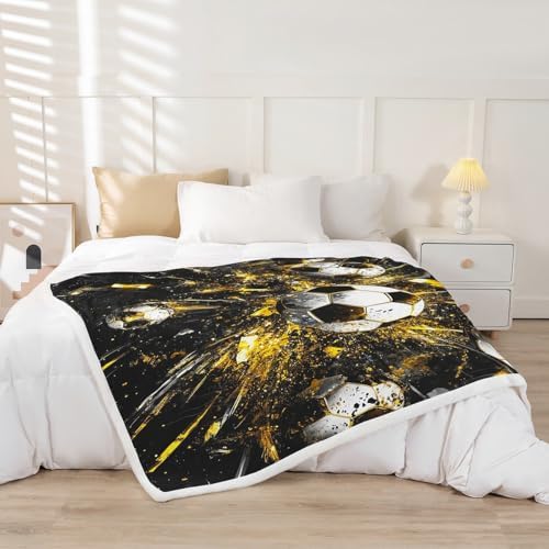 Feelyou Kids Football Sherpa Fuzzy Blanket for Sofa Bed 30x40