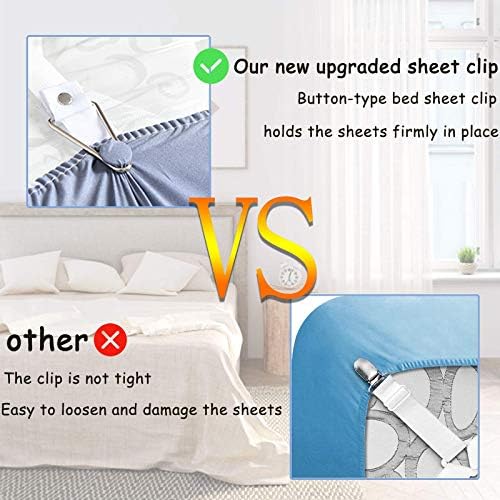 Luckyyao Adjustable Bed Sheet Straps with Elastic Clips and Metal Buckles