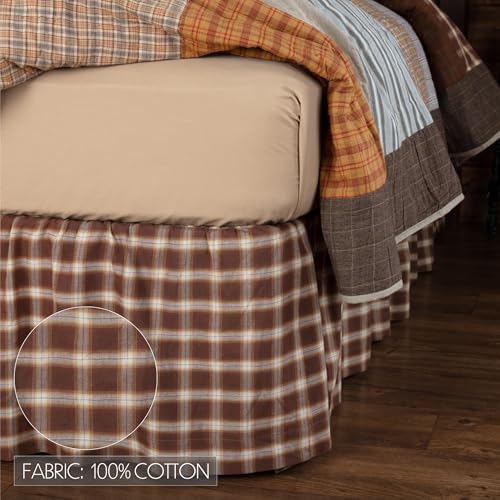 VHC Brands Farmhouse Rory Bed Skirt Twin 39x76x16 Chocolate Brown