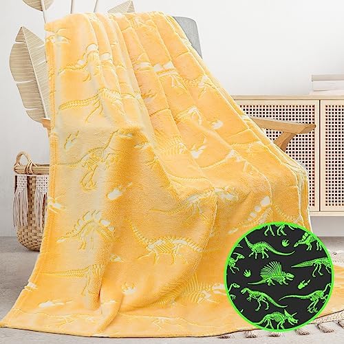 Glow in the Dark Dinosaur Throw Blanket for Kids