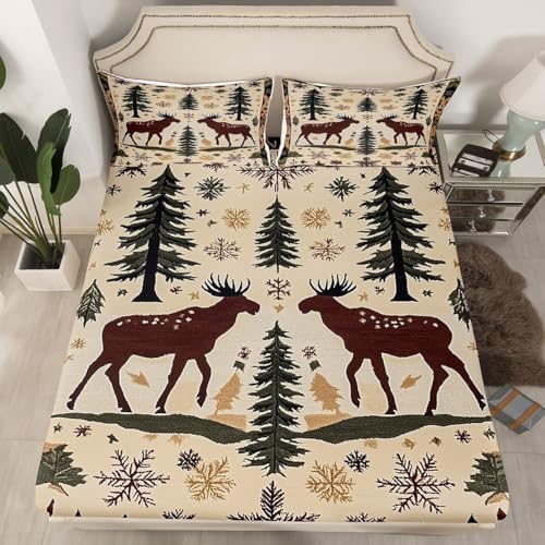 Castle Fairy Rustic Farmhouse Twin Sheet Set with Reindeer Design