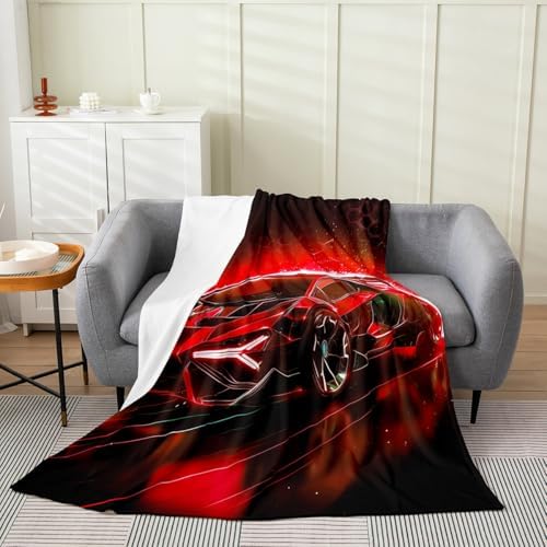 Feelyou Kids Race Car Flannel Throw Blanket 60x80 Red