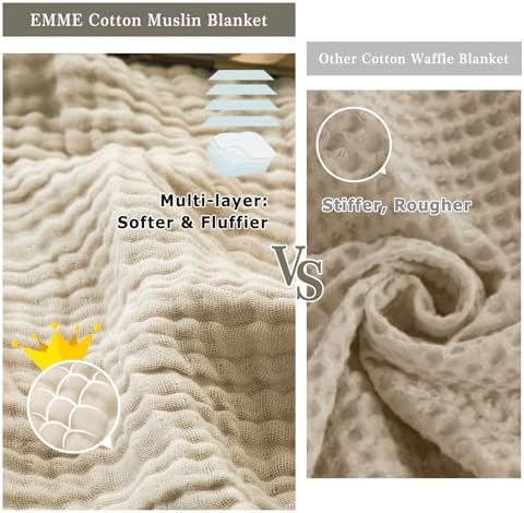 EMME Light Tan Muslin Throw Blanket 50x70
