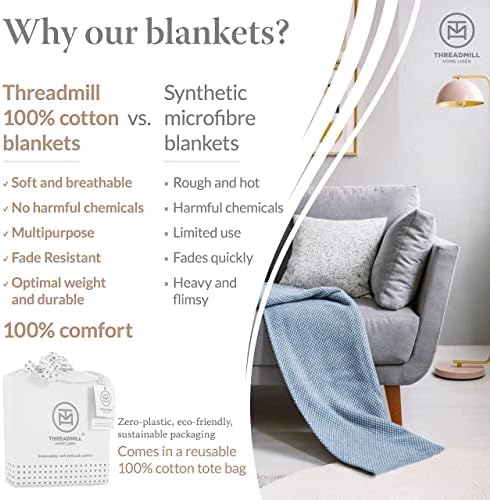 Threadmill Luxury 100 Cotton Herringbone King Blanket