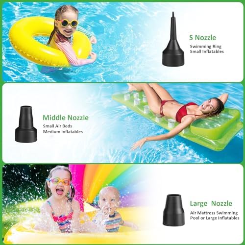 AGPTEK Electric Air Pump with 3 Nozzles and 45kPa Quick-Fill