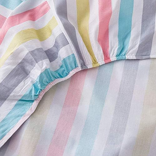 AMWAN Cotton Striped Fitted Sheet Queen