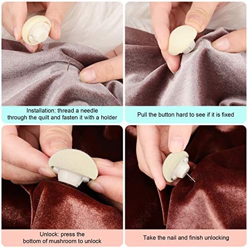 Hotop 8-Piece Duvet Clips with Mushroom Buttons and Pins