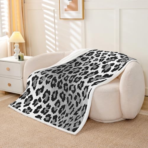 Feelyou Kids Animal Print Sherpa Blanket for Bed and Couch