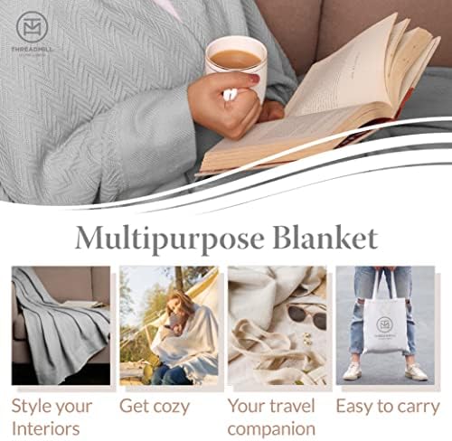 Threadmill Luxury 100 Cotton Herringbone King Blanket