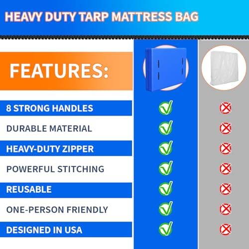 Acnusik California King Mattress Bag - Waterproof Heavy Duty Zippered with Handles