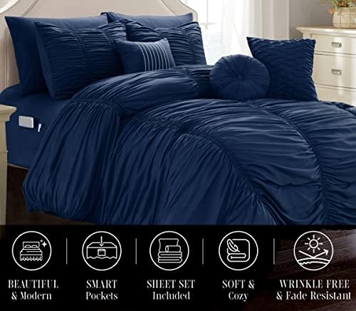 Elegant Comfort 10pc King Pleated Comforter Set