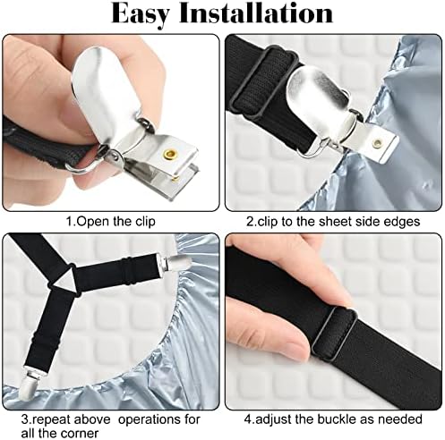 Morcheiong Sheet Fasteners - 4 Pack Adjustable Bed Sheet Straps Black