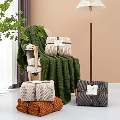 Chunky Cable Knit Throw Blanket 60x80 100 Organic Cotton