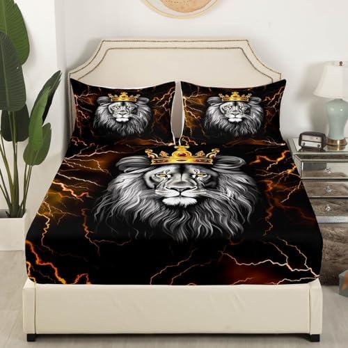 Homewish Wild Lion Fitted Sheet Twin Set