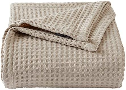 100 Cotton Waffle Weave Bed Blanket - Soft and Lightweight for All Seasons