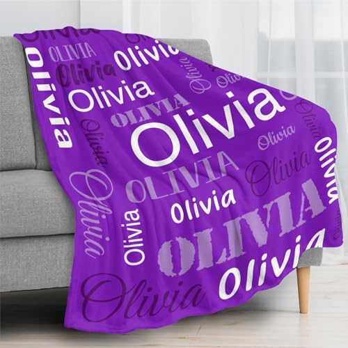 Custom Name Blanket for Kids Adults - Purple