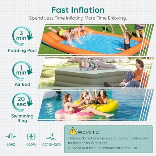 Electric Air Pump with 4 Nozzles for Inflatable Pools and Mattresses
