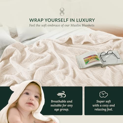 Soft 4 Layer Muslin Blanket Twin Size Ivory 1