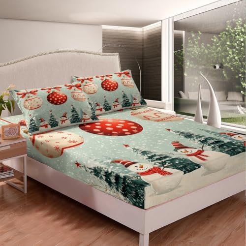 Homewish Merry Christmas Twin Sheet Set with Pillowcase
