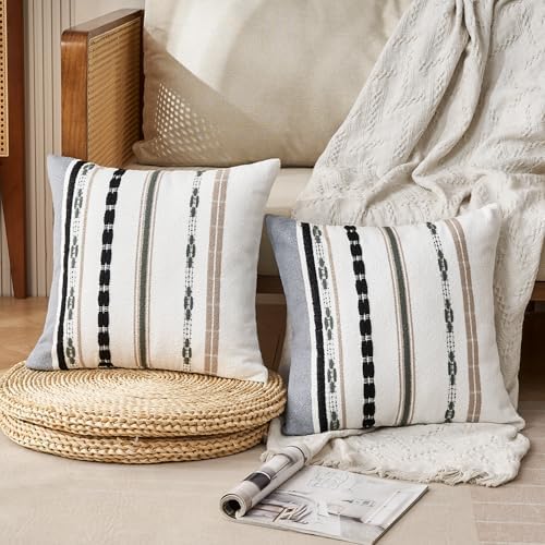 Wosendy Boho Chenille Throw Pillow Covers Set of 2 18x18 Inch