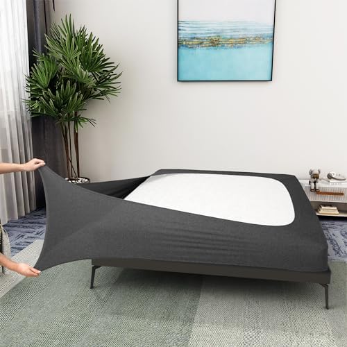 Box Spring Cover Queen Size - Heather Gray Jersey Knit Bed Skirt