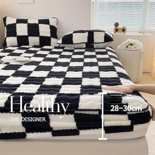 Milk Velvet Checkered Mattress Cover Twin Queen 354 x 787IN