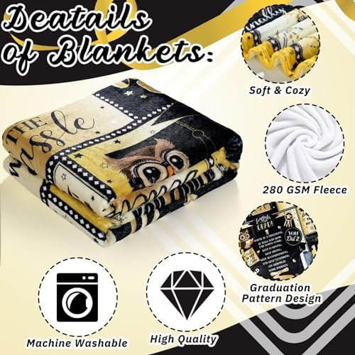 Tranqun Graduation Blanket - Black and Gold