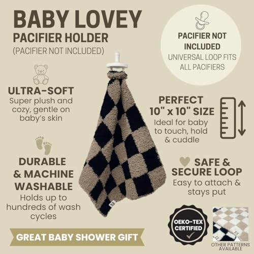 Checkered Baby Lovey Pacifier Holder 10x10