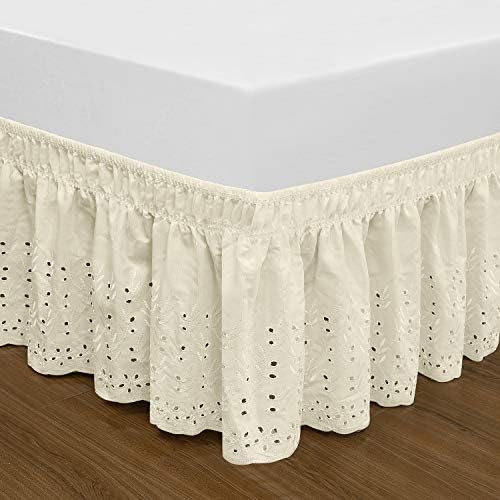 Adjustable Elastic Eyelet Bed Skirts with 145 Inch Drop