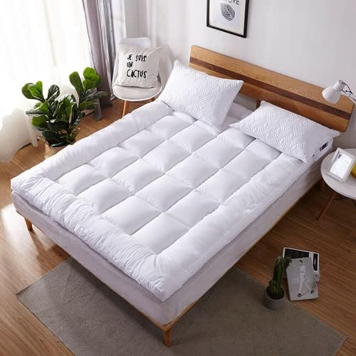 King Quilted Mattress Pad Cover with Cooling Top Deep Pocket White