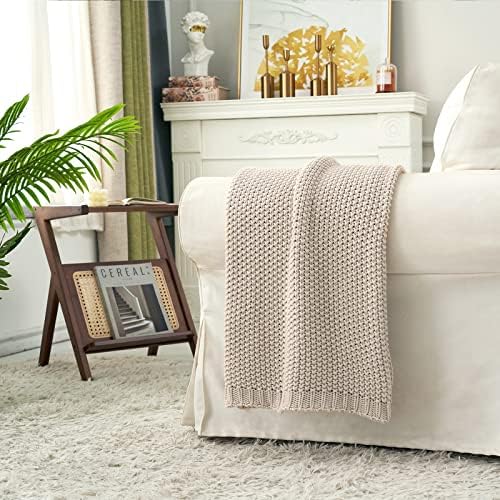 Chunky Cable Knit Throw Blanket 60x80 100 Organic Cotton