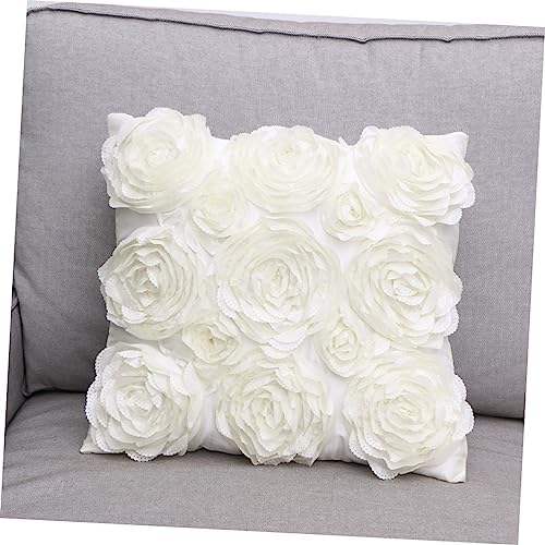 QUMIIRITY 3D Rose Decorative Pillowcase with Invisible Zipper