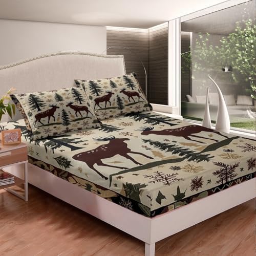 Castle Fairy Rustic Farmhouse Twin Sheet Set with Reindeer Design