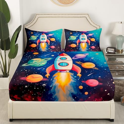 Manfei Cosmos Starry Galaxy Microfiber Sheet Set Twin