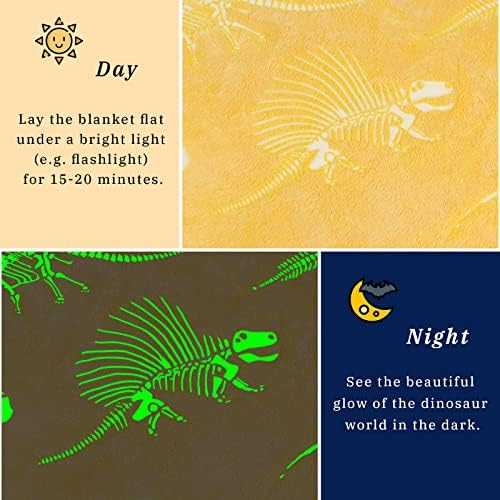 Glow in the Dark Dinosaur Throw Blanket for Kids