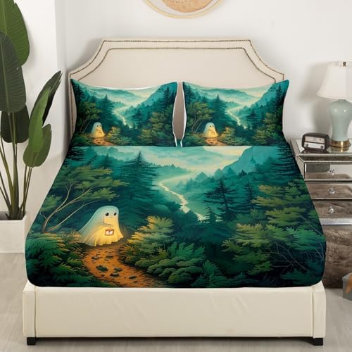 Castle Fairy Halloween Green Ghost Sheet Set Twin Size